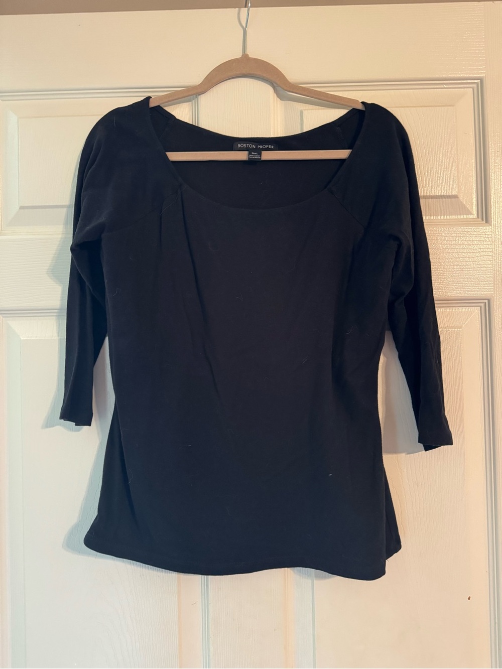 Boston Proper Black Scoop Neck Long Sleeve Tee